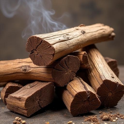 Crude mesquite wood splits for smoking
